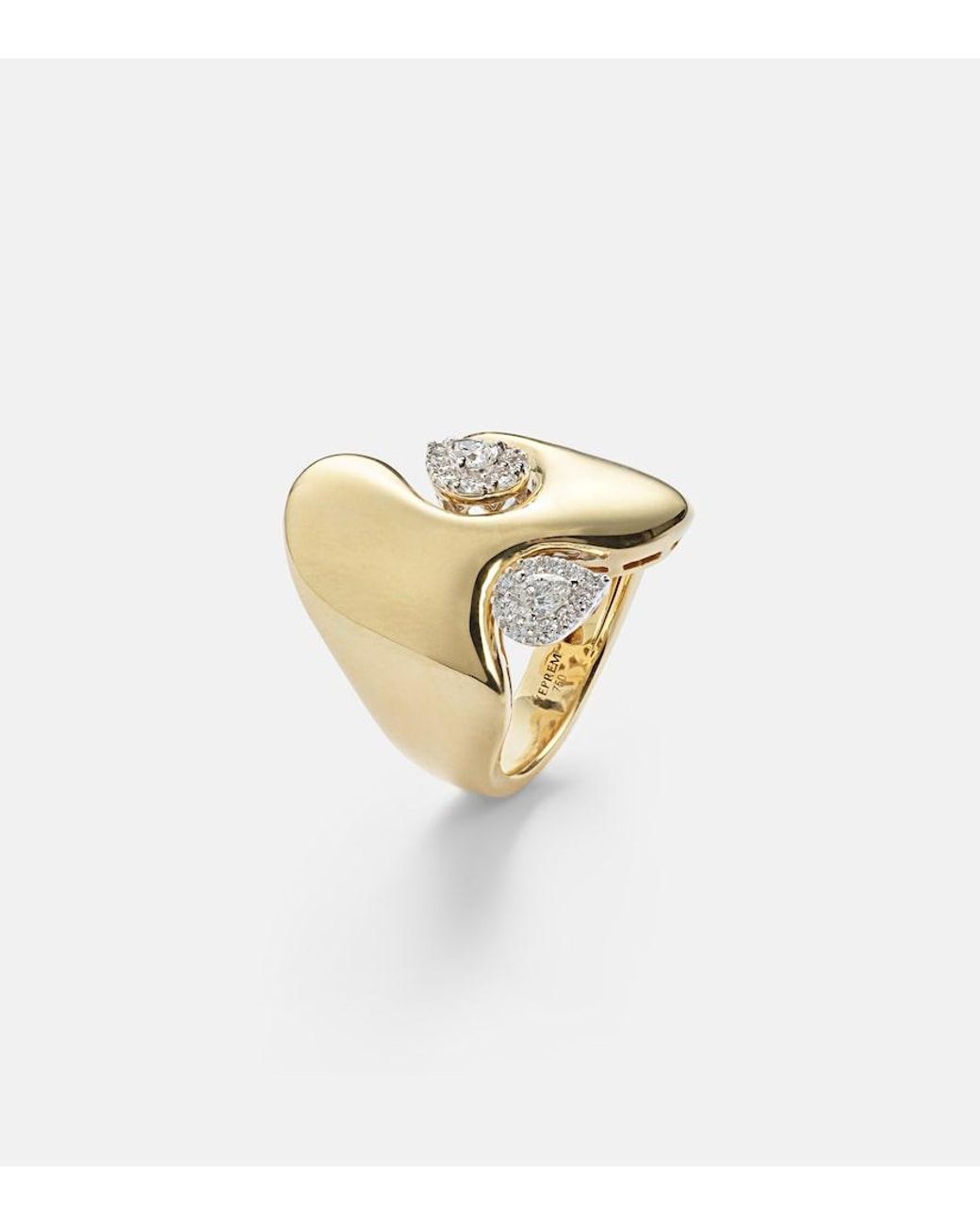 YEPREM Metallic Golden Strada 18Kt Ring With Diamonds