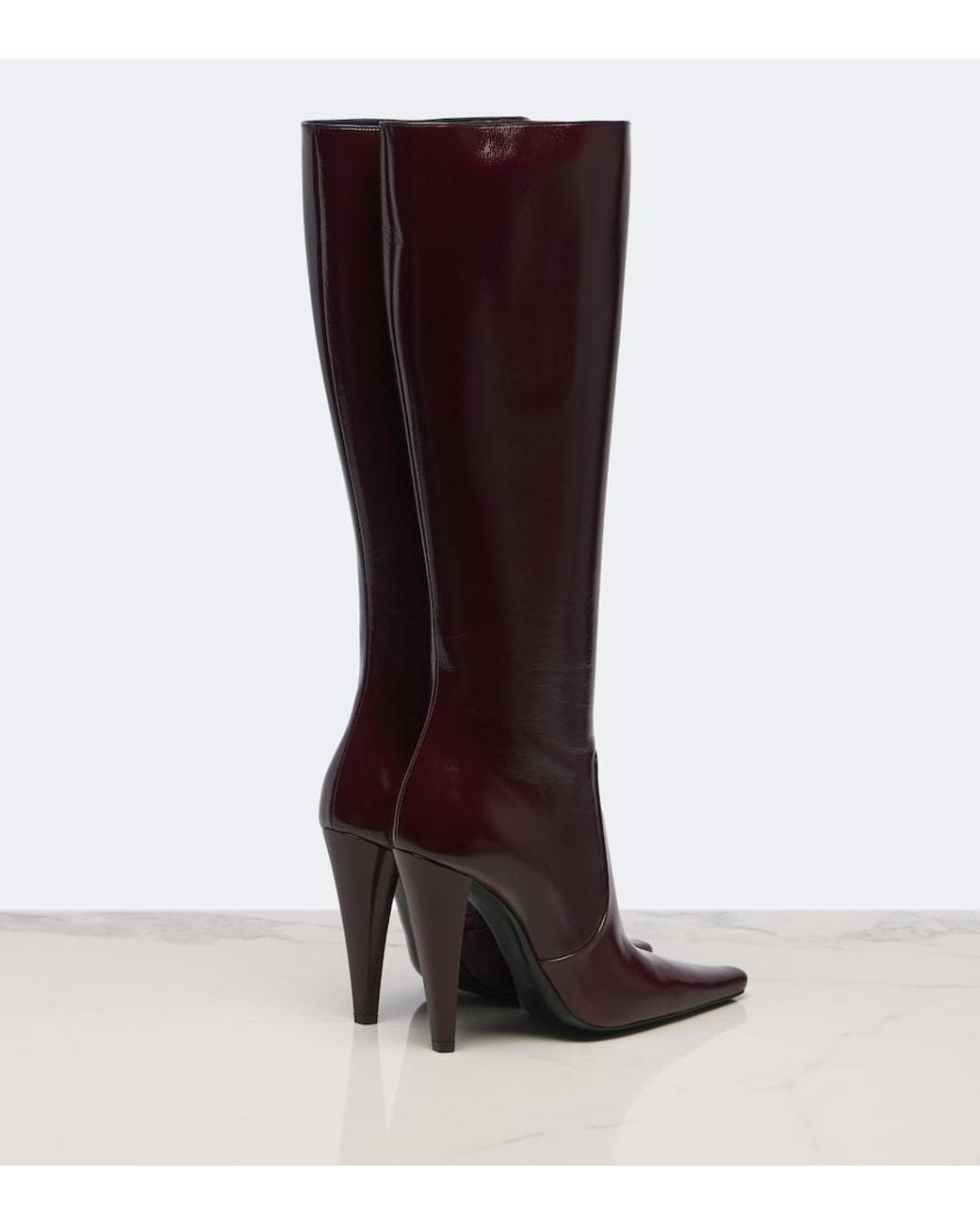 Saint Laurent Red 77 Leather Knee-High Boots