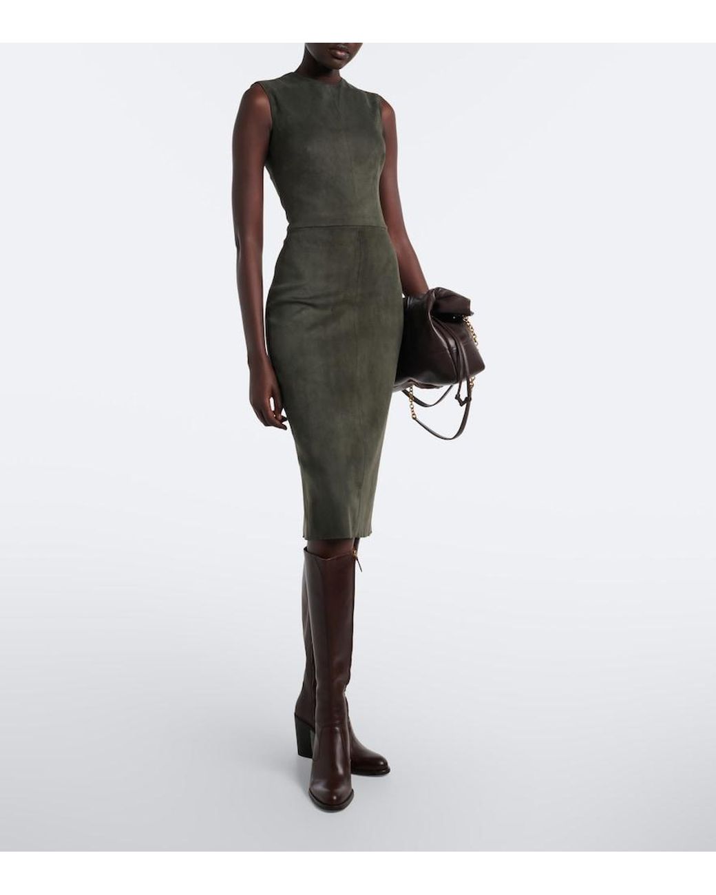 Stouls Black Evita Suede Midi Dress