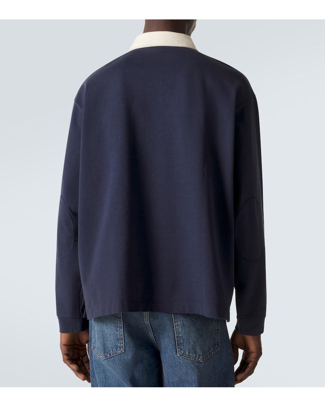 FRAME Blue Cotton Jersey Polo Sweater for men