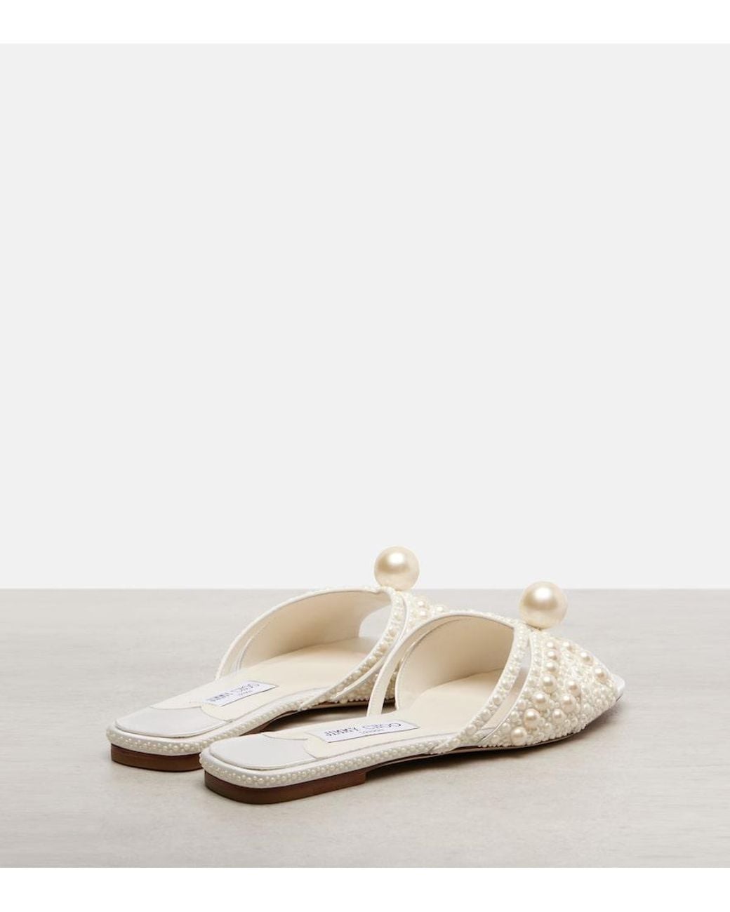 Jimmy Choo Natural Siva Embellished Satin Slides