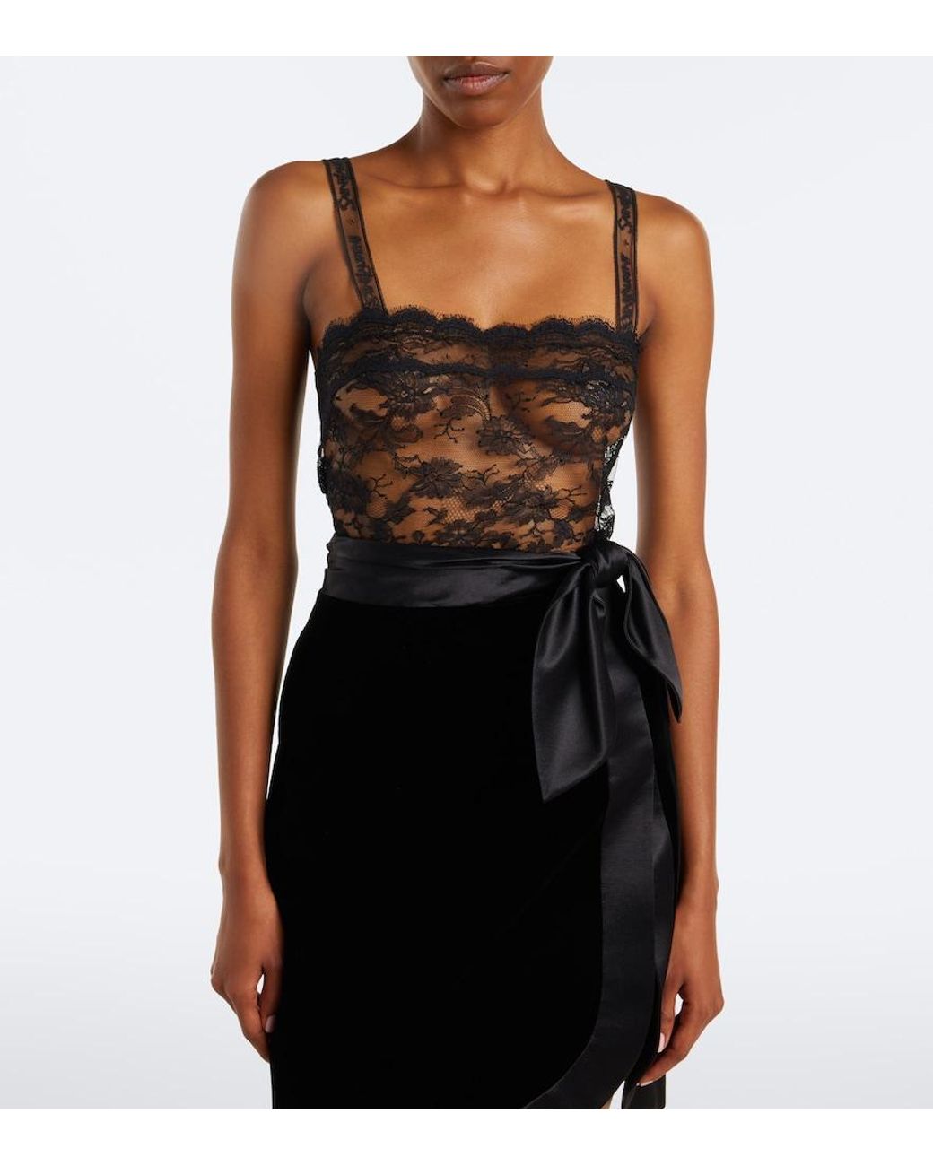 Saint Laurent Gray Lace Camisole