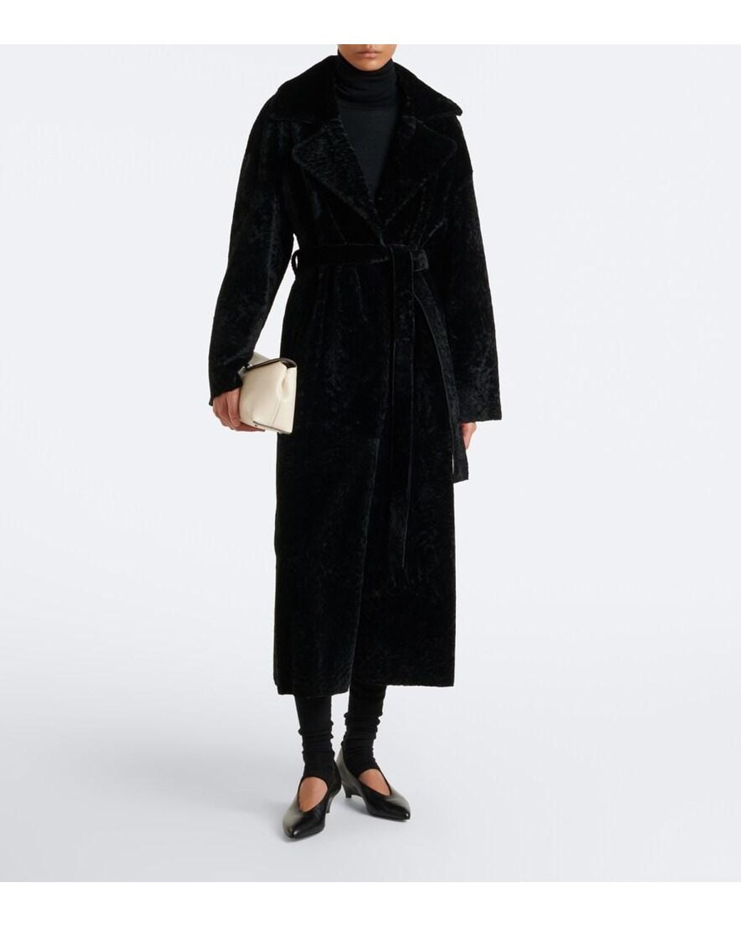 Arma Black Rien Reversible Shearling Wrap Coat
