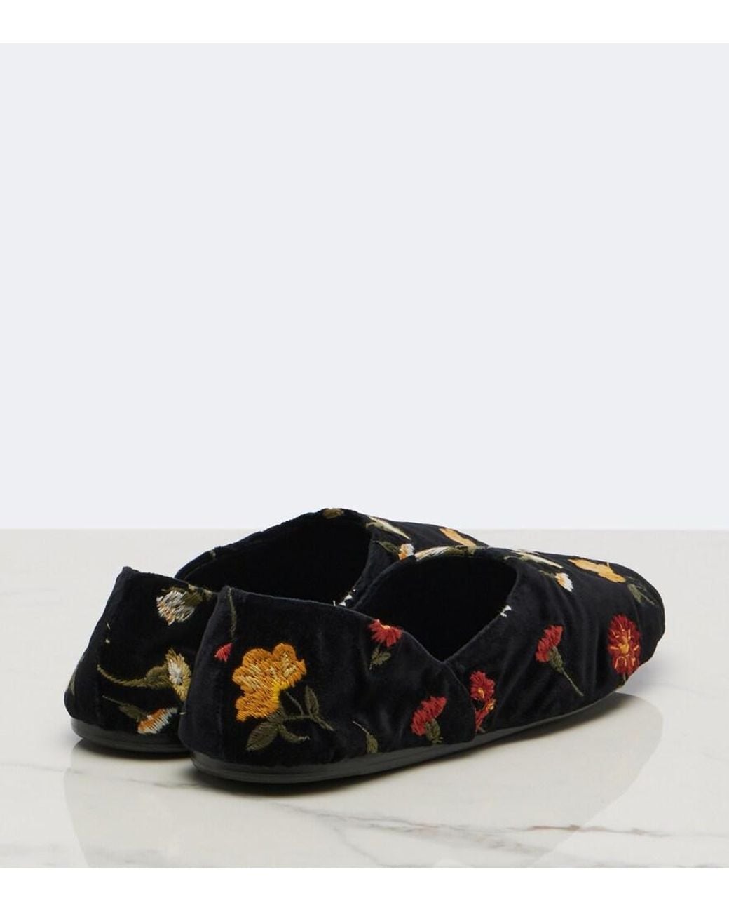 Khaite Black Jane Embroidered Velvet Ballet Flats