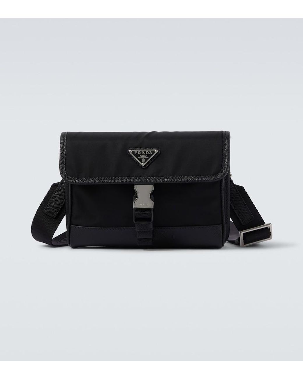 Prada Black Re-Nylon Leather-Trimmed Shoulder Bag for men