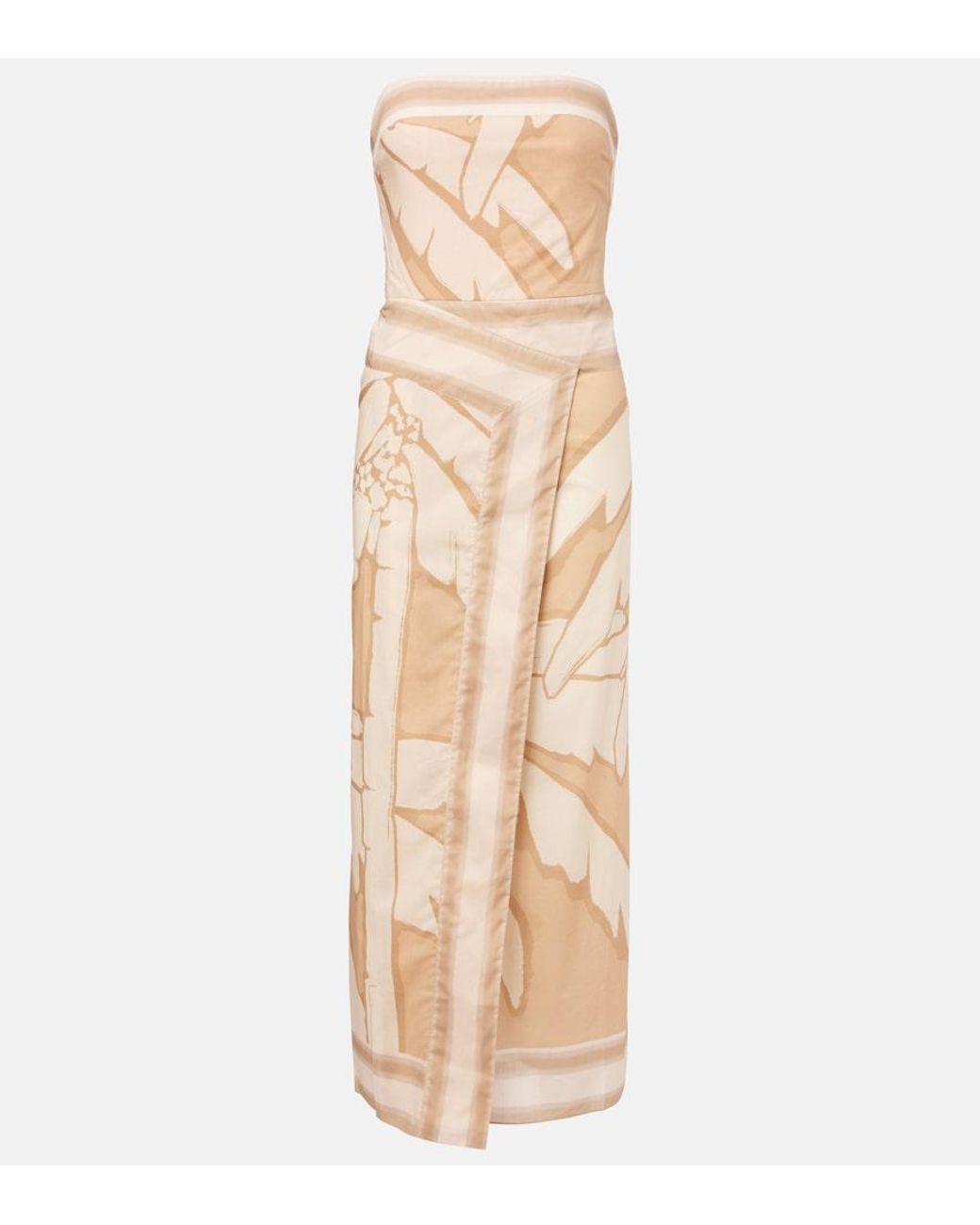 Johanna Ortiz Natural Palms Pontoon Cotton Poplin Midi Dress