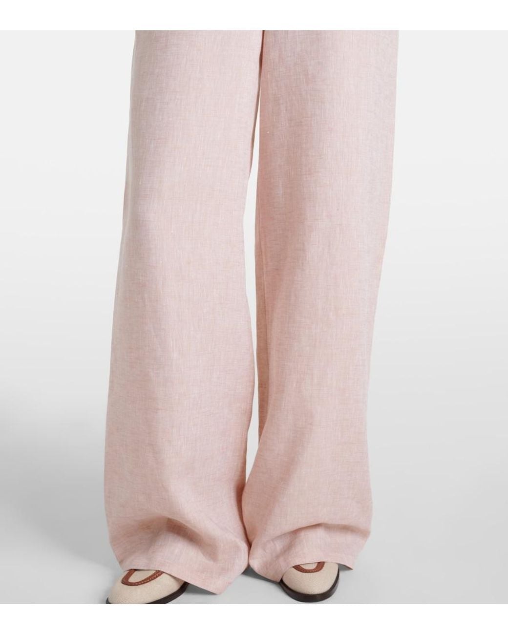 Loro Piana Pink Valerio Linen Wide-Leg Pants