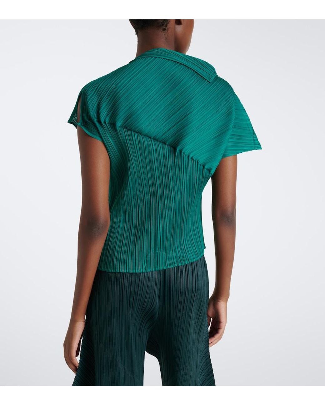 Pleats Please Issey Miyake Green Leap Pleated Top