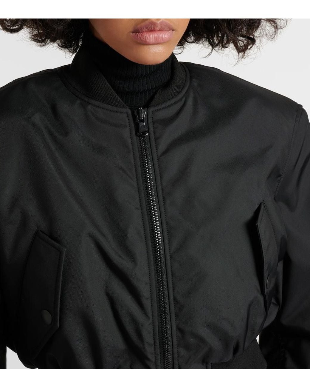 Chaqueta Bomber Cropped Wardrobe NYC de color Black