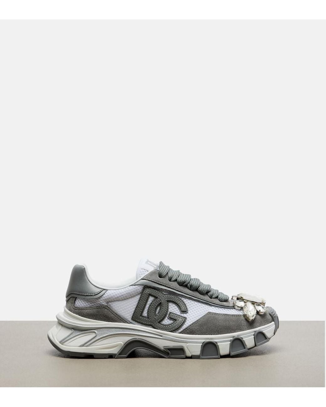 Dolce & Gabbana Gray Dg Country Road Suede-Trimmed Sneakers