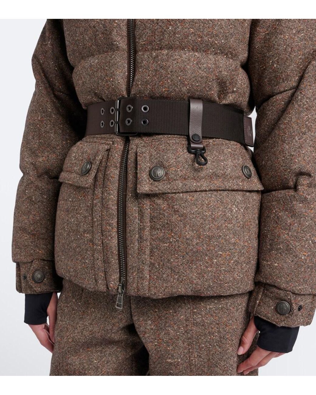 Moncler Brown Gelise Hooded Virgin Wool Down Jacket