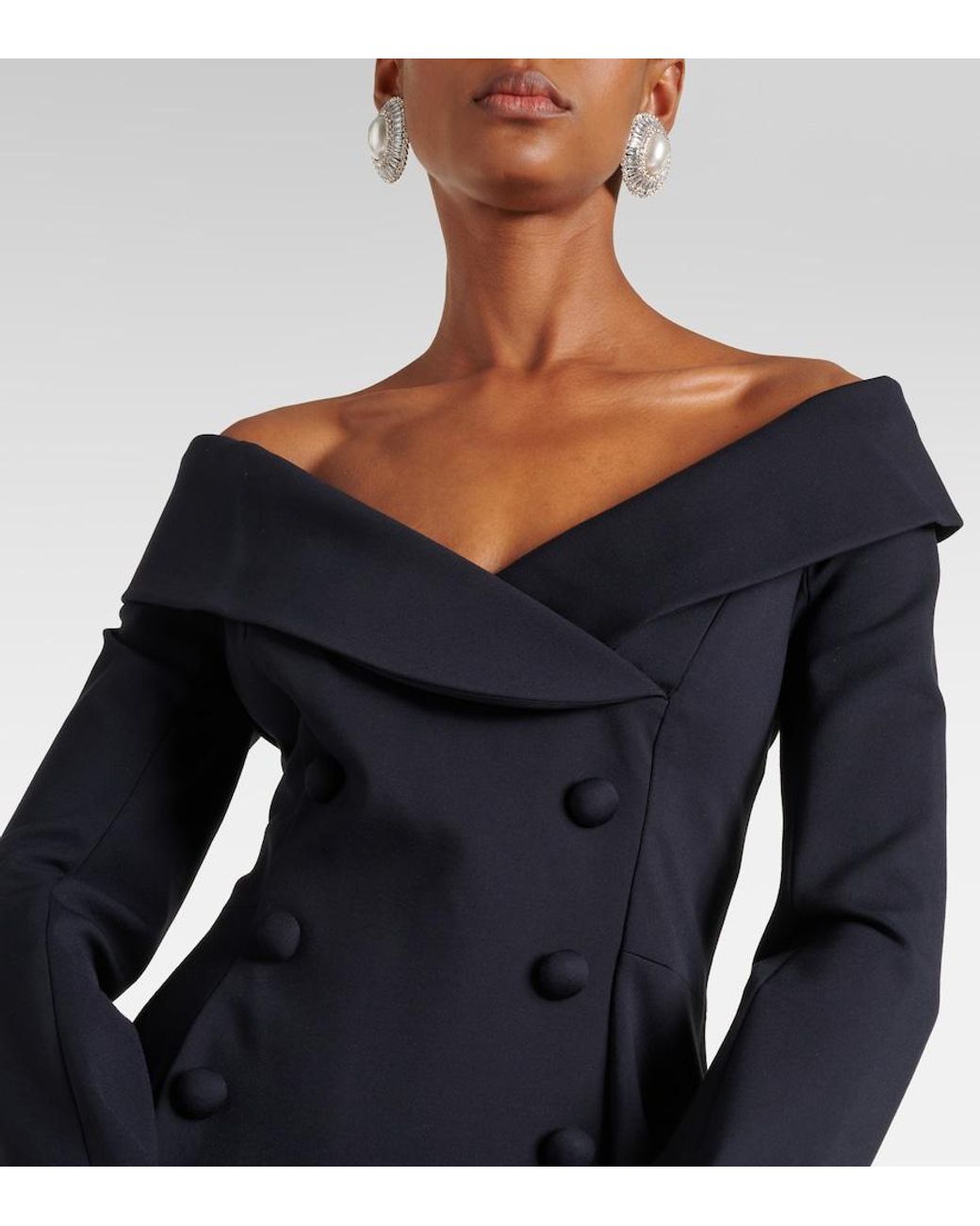 Dorothee Schumacher Black Off-Shoulder Midi Dress