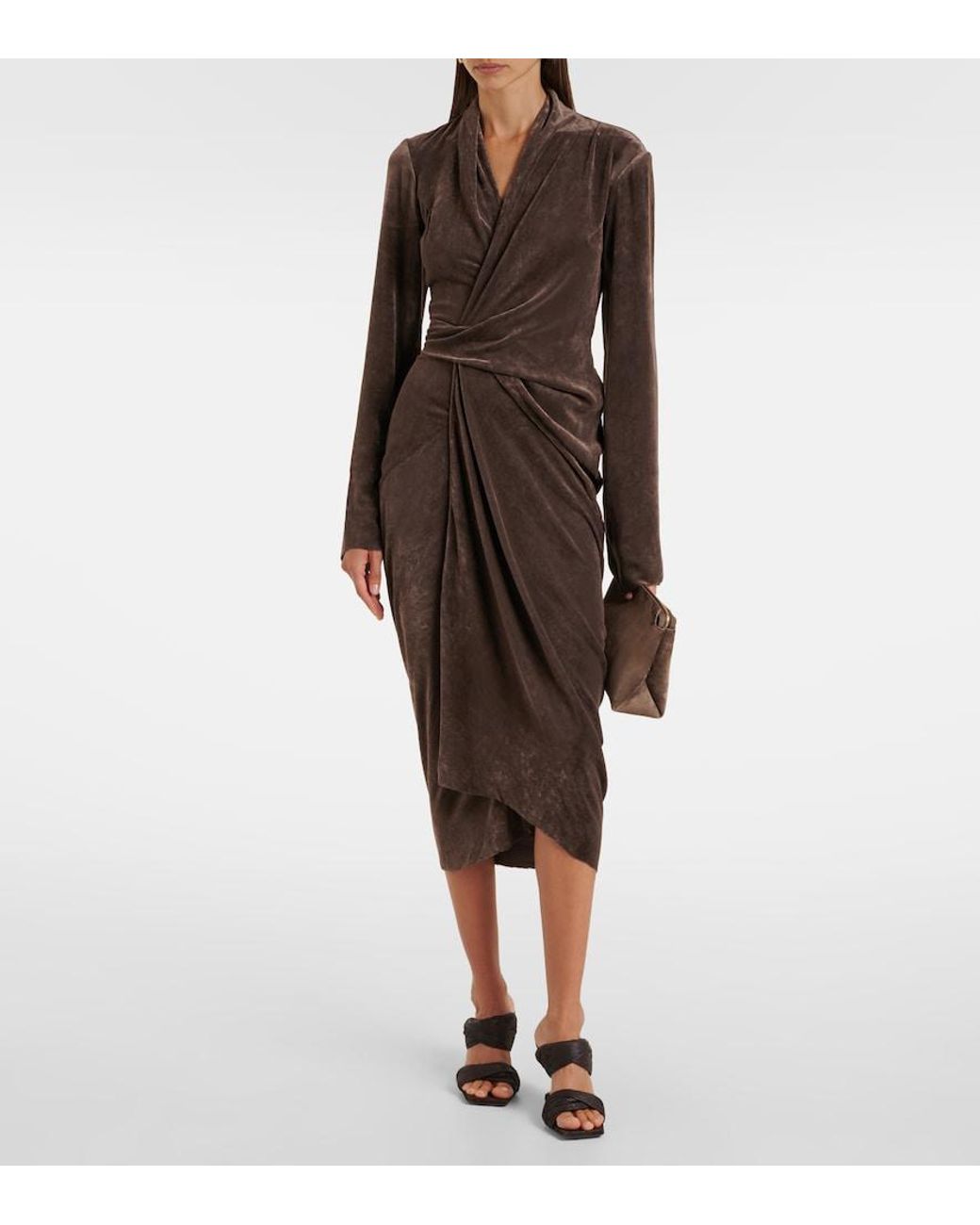 Rick Owens Brown Wrap Midi Dress