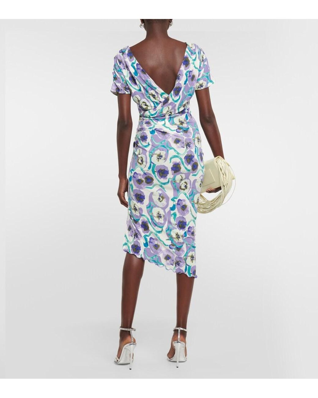 Diane von Furstenberg Blue Havana Printed Jersey Midi Dress