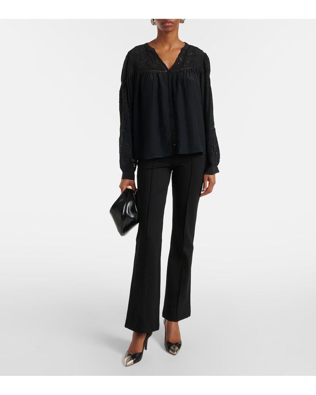 Velvet Black Libby Open-Knit Blouse