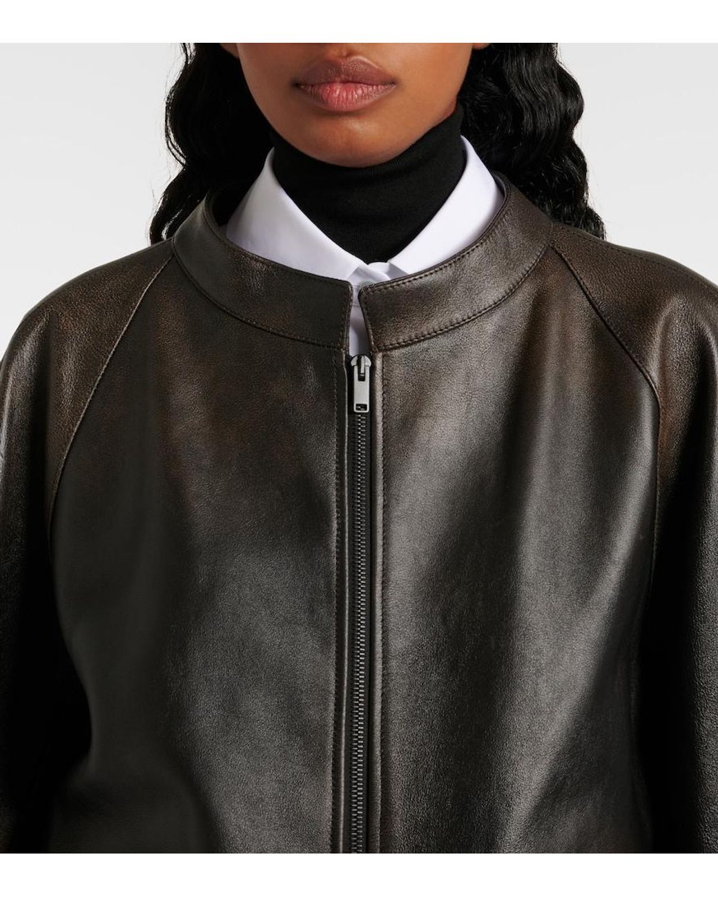 The Row Black Kengia Leather Jacket