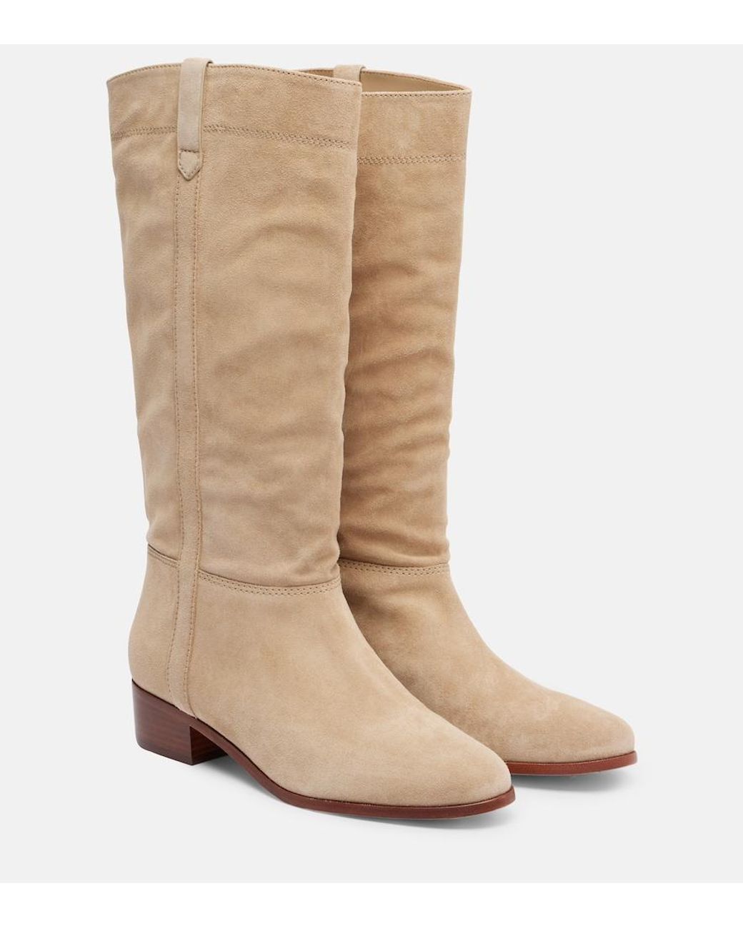 Veronica Beard Natural Suede Knee-High Boots