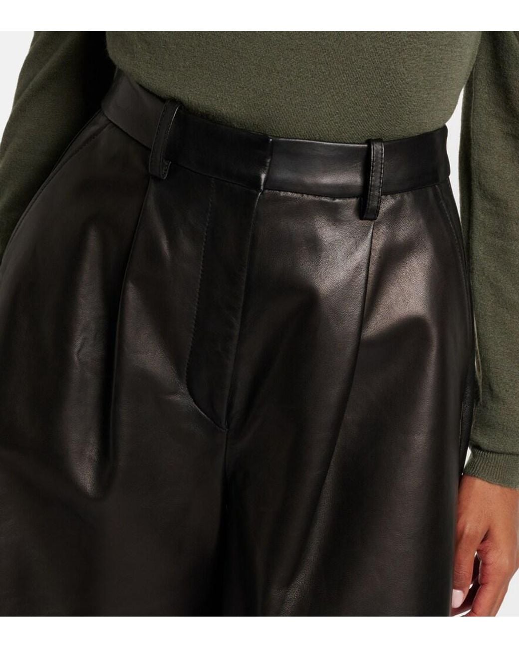 Joseph Black Suze Leather Shorts
