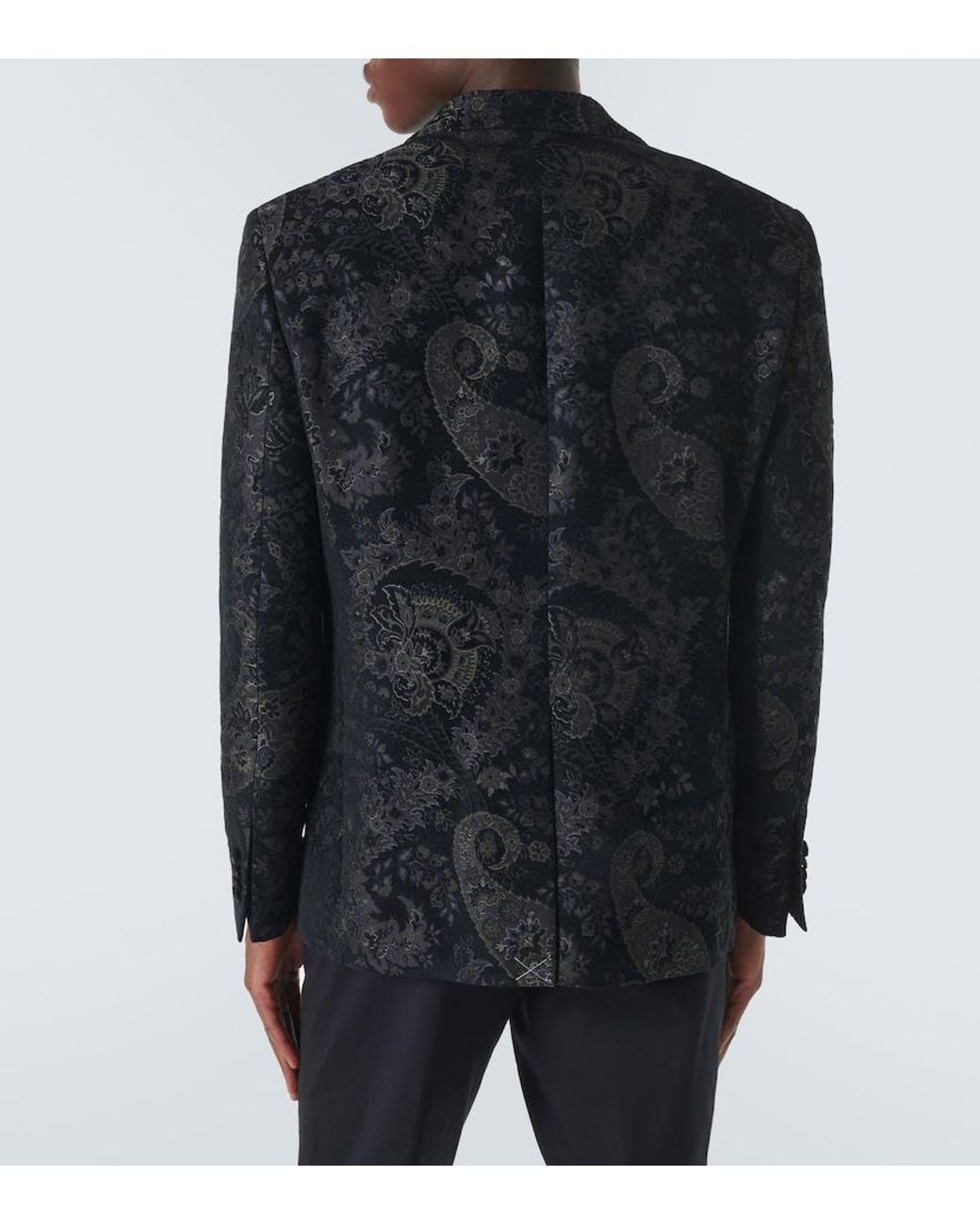 Etro Blue Jacquard Velvet Blazer for men