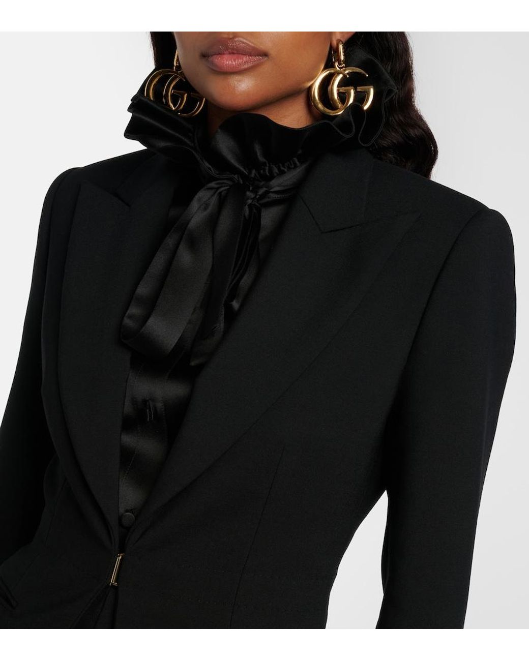 Gucci Black Wool-Blend Blazer