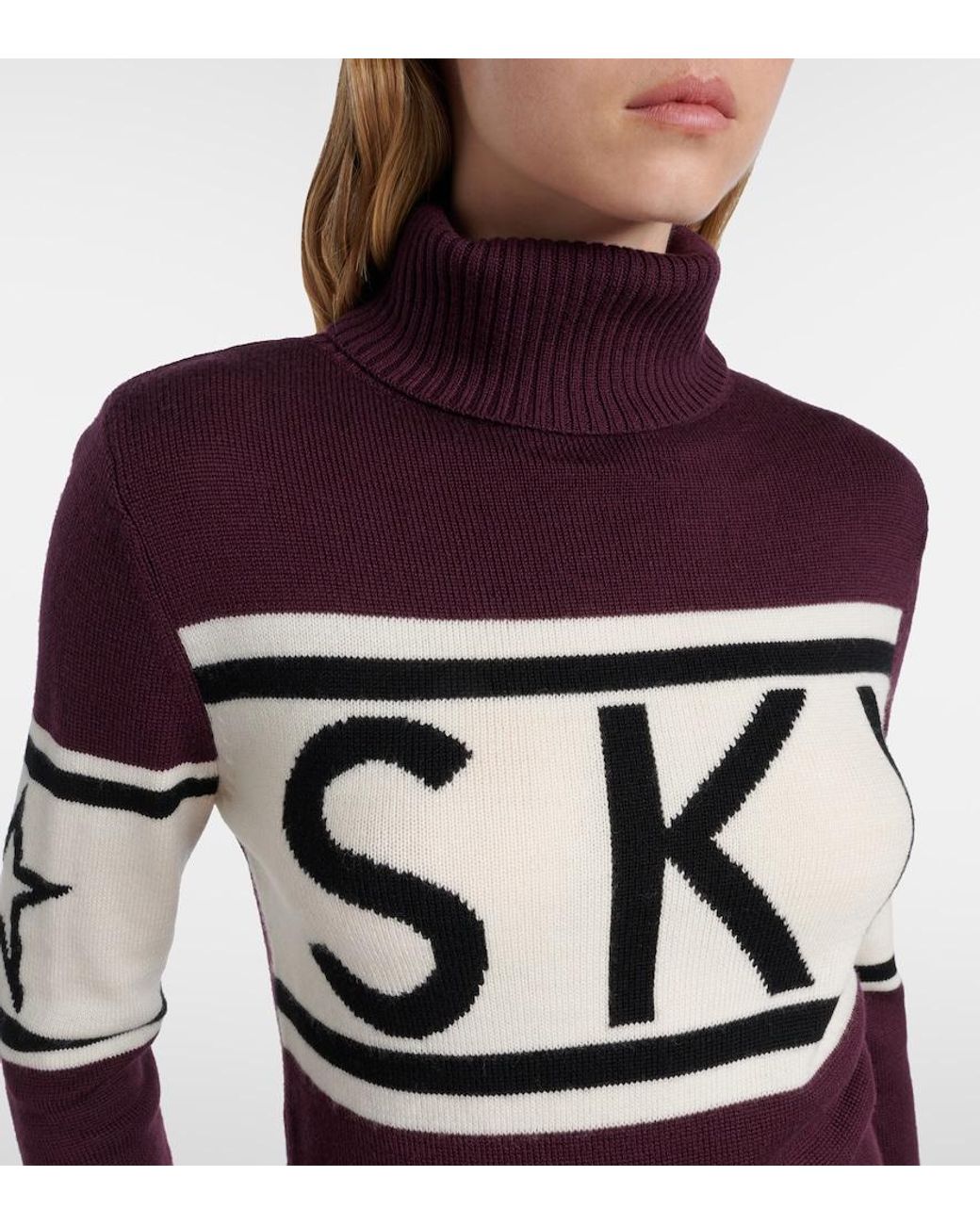 Perfect Moment Purple Schild Intarsia Wool Sweater