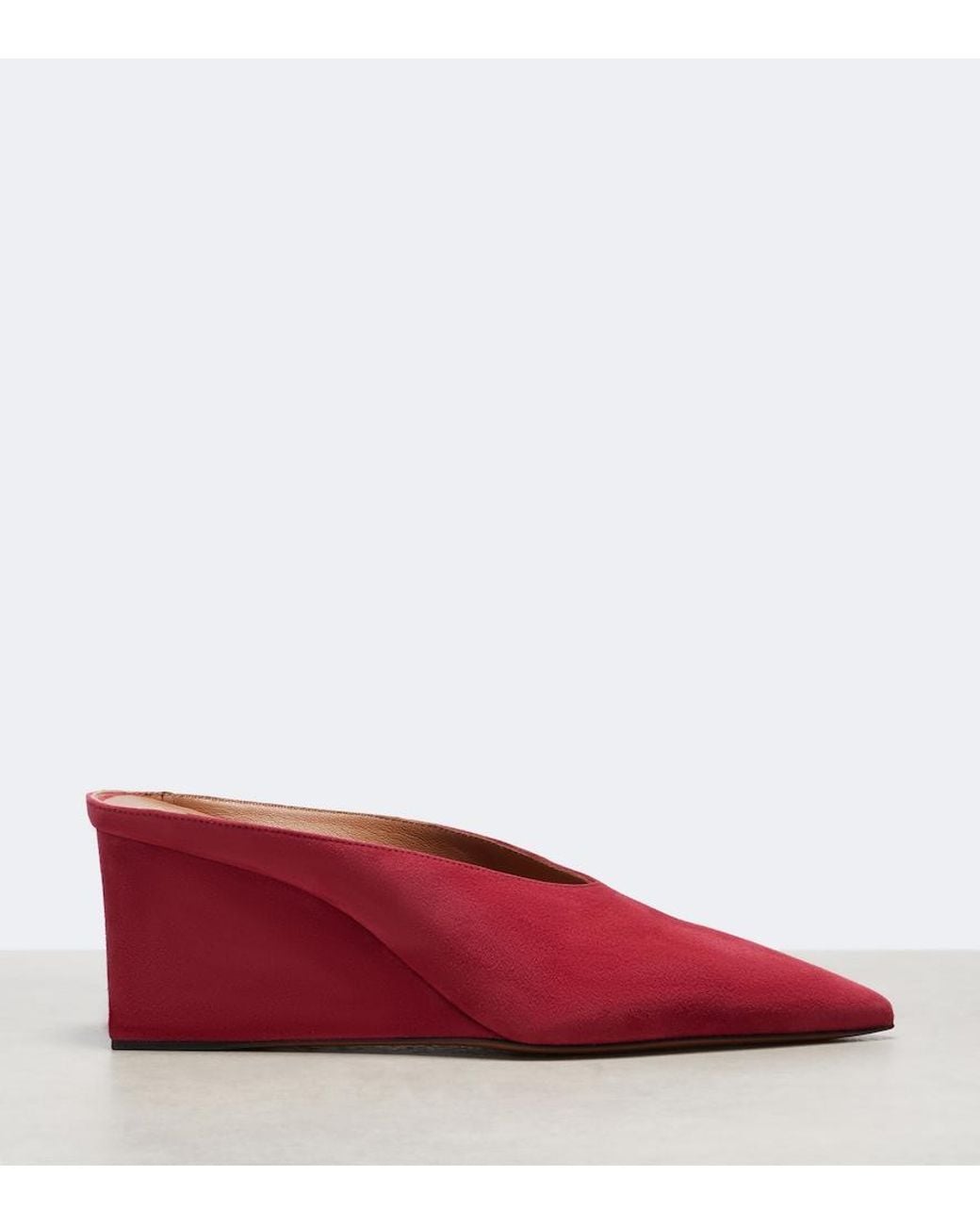 Alaïa Red Cube 75 Suede Wedge Mules