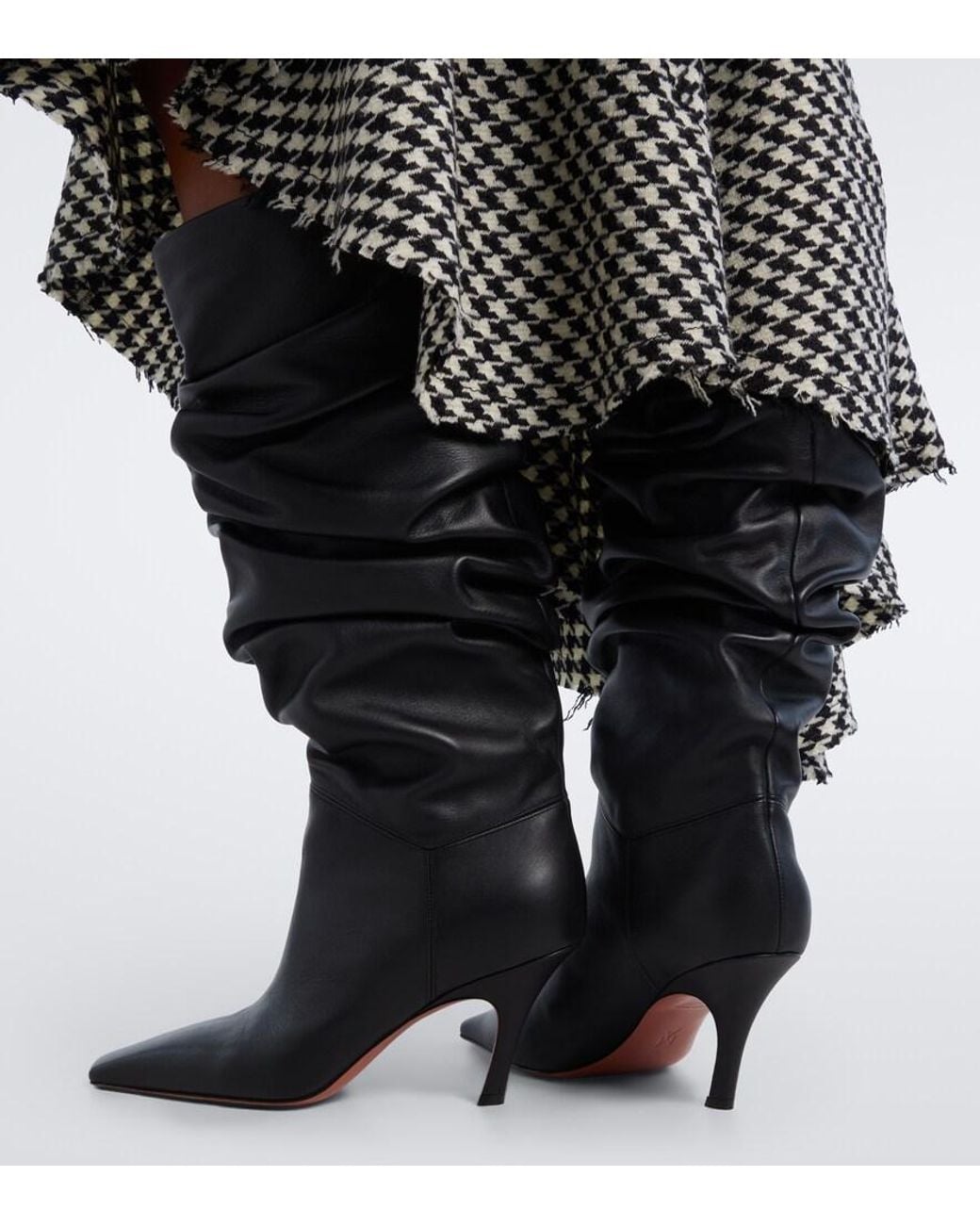 AMINA MUADDI Black Jamie Leather Knee-High Boots