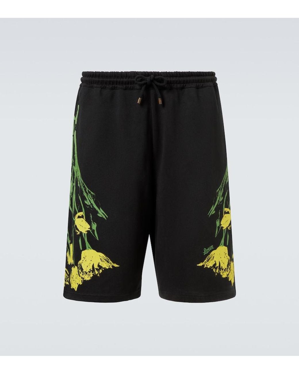 Loewe Black Floral Cotton Shorts for men