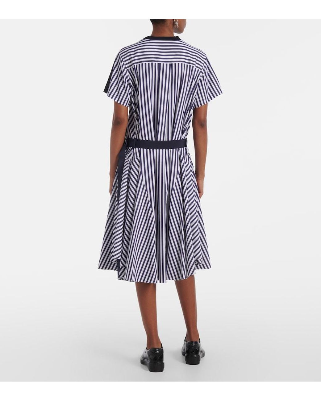 Sacai Blue Striped Cotton Shirt Dress