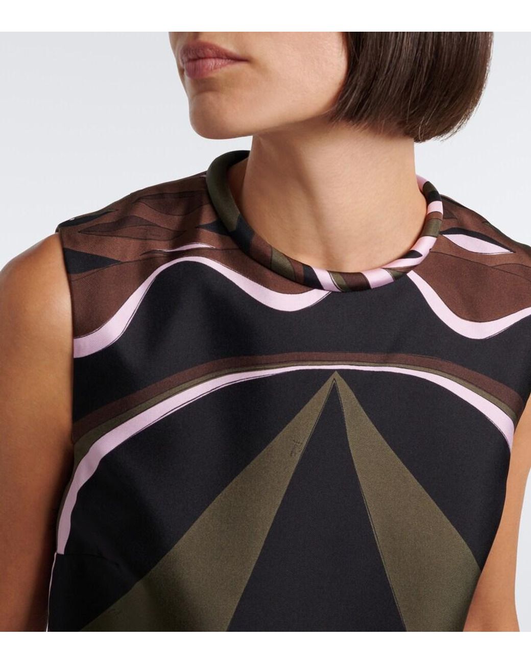 Emilio Pucci Black Dune Silk Twill Shift Dress