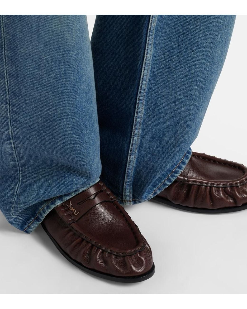 Saint Laurent Brown Le Loafer Leather Penny Loafers