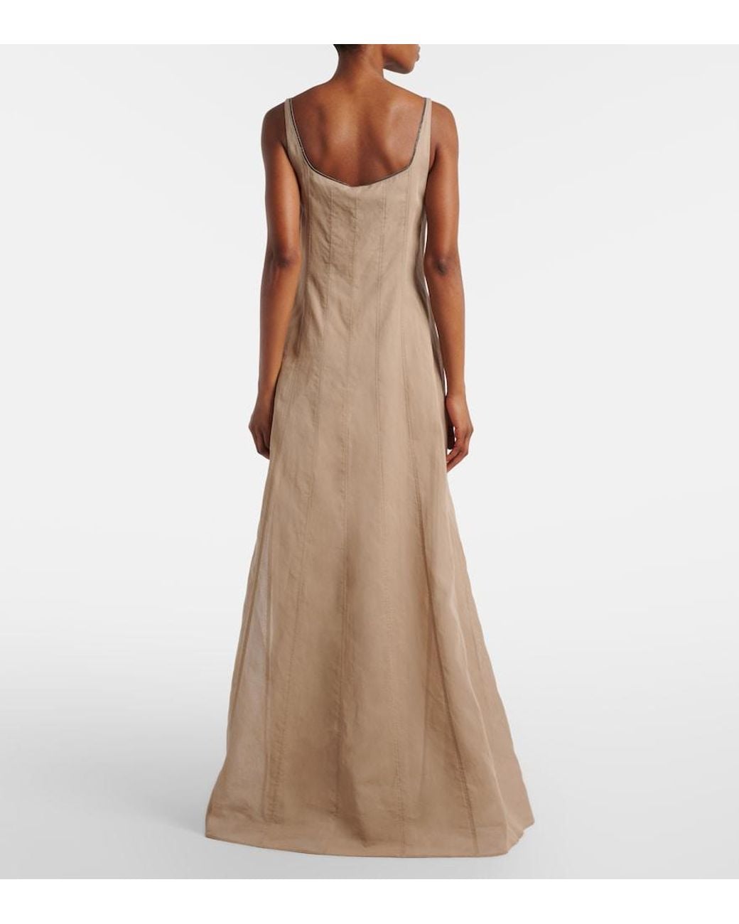 Brunello Cucinelli Natural Cotton Maxi Dress