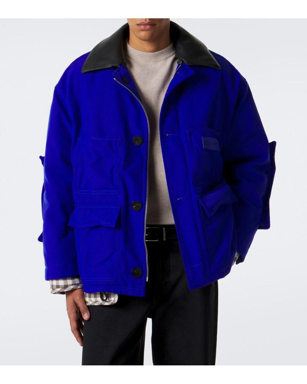 Loewe Purple Layered Leather-Trimmed Jacket for men