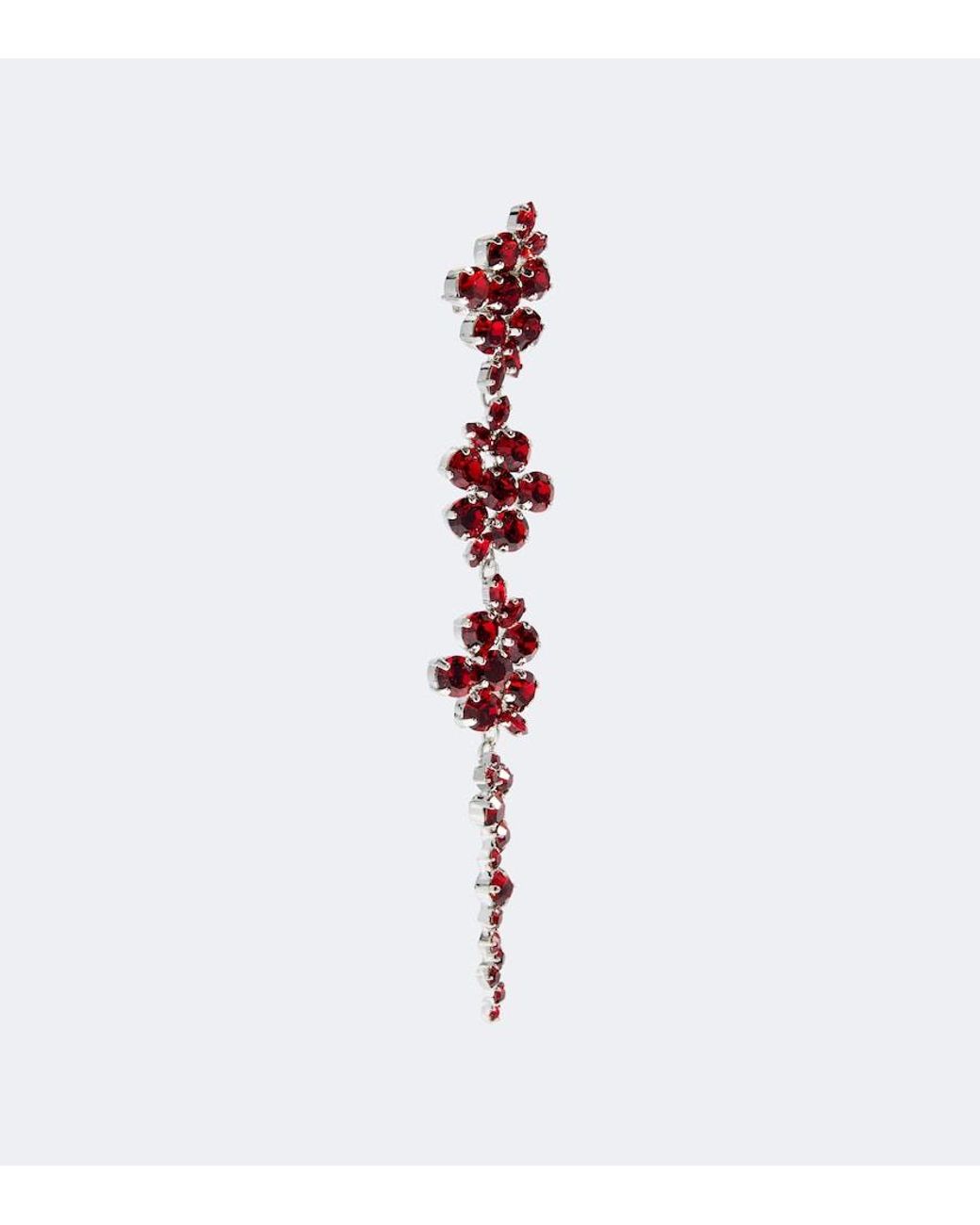 Simone Rocha Red Crystal-Embellished Drop Earrings