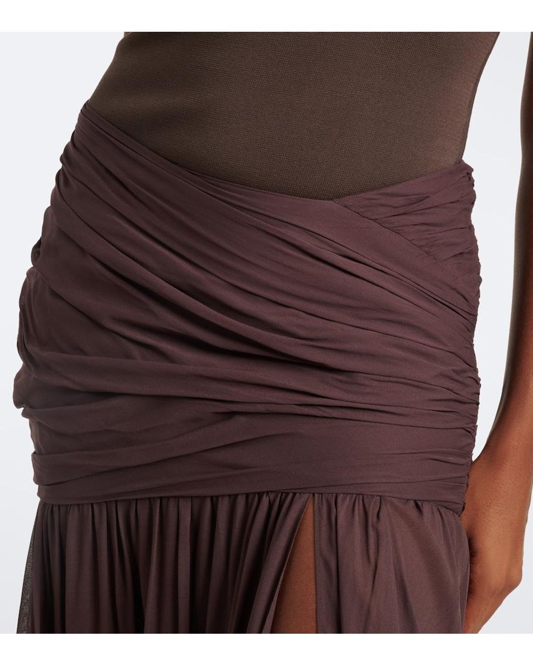 De La Vali Purple Amaya Gathered Chiffon Maxi Skirt