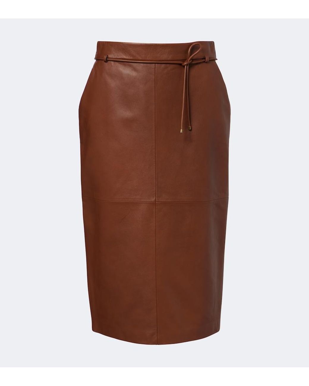 Max Mara Brown Leather Midi Skirt