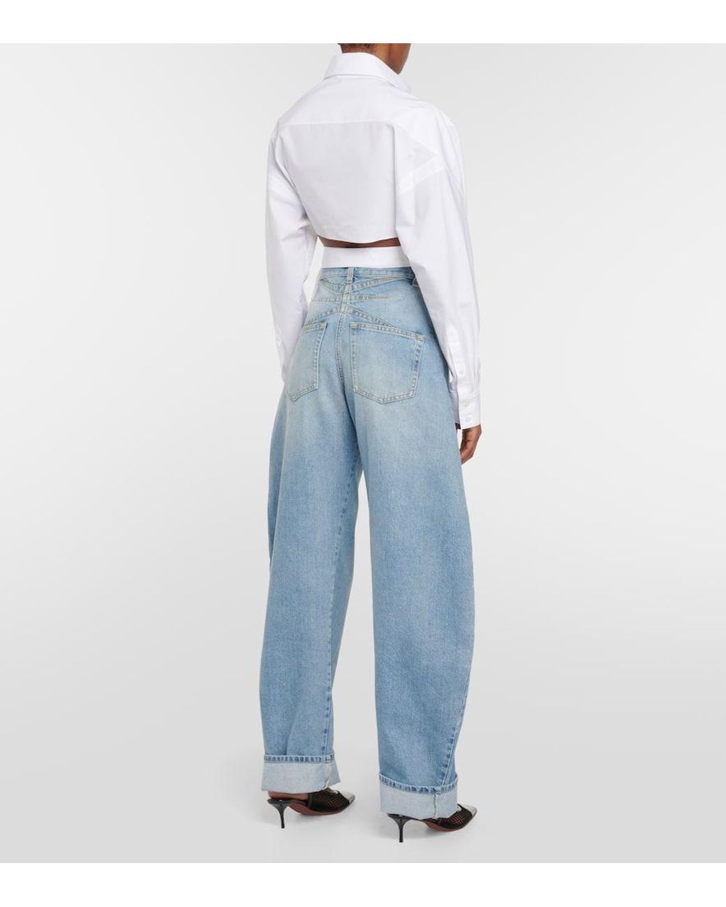 Alaïa White Crossover Poplin Long-Sleeved Shirt