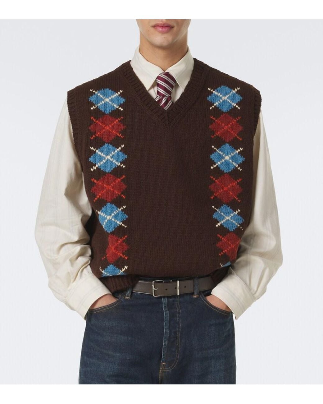 Visvim Brown Diamante Wool And Cashmere Sweater Vest for men