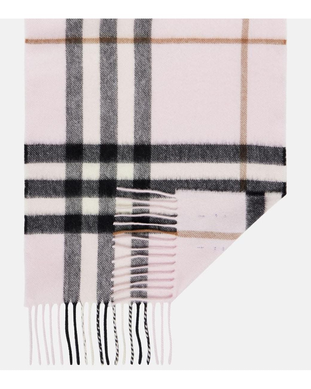 Burberry White Check Cashmere Scarf