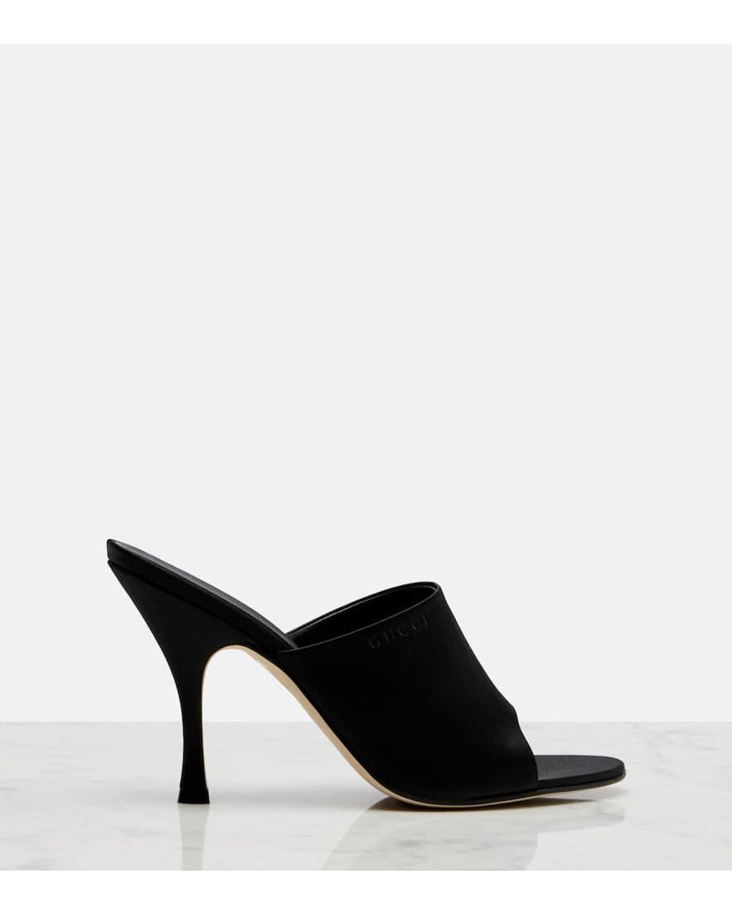 Gucci Satin Mules in Black | Lyst