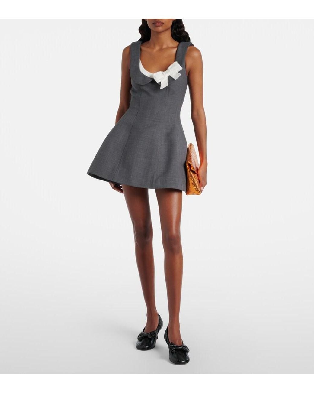 ShuShu/Tong Blue Bow-Detail Twill Minidress