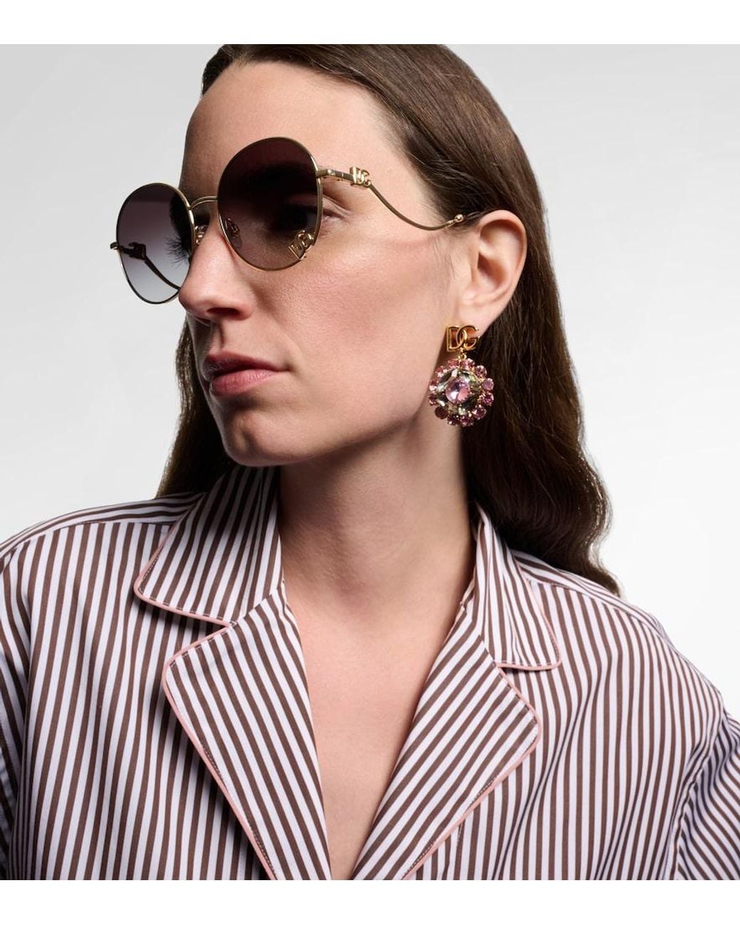 Dolce & Gabbana Brown Dg Filo Round Sunglasses
