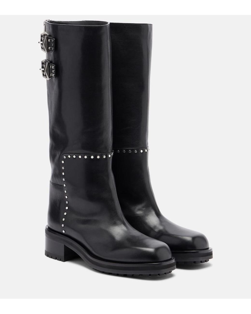 Jimmy Choo Black Brooklyn Leather Biker Boots