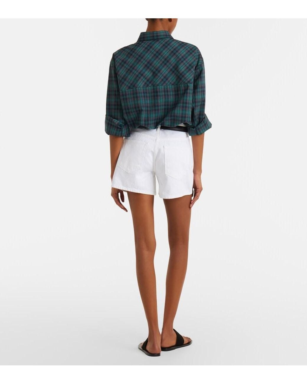 FRAME White The Long Hang Denim Shorts