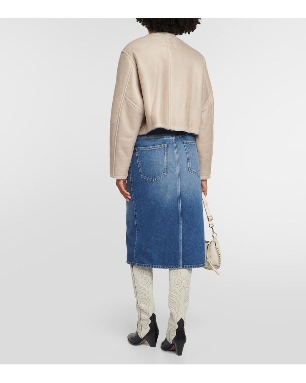 Isabel Marant Natural Ostya Shearling-Lined Leather Jacket