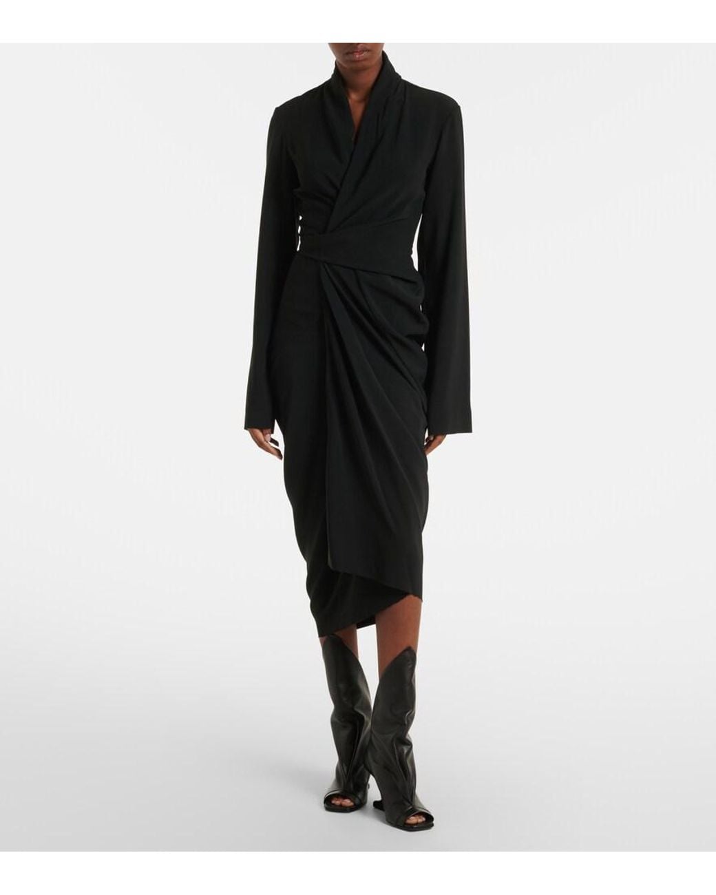 Rick Owens Black Draped Wrap Dress