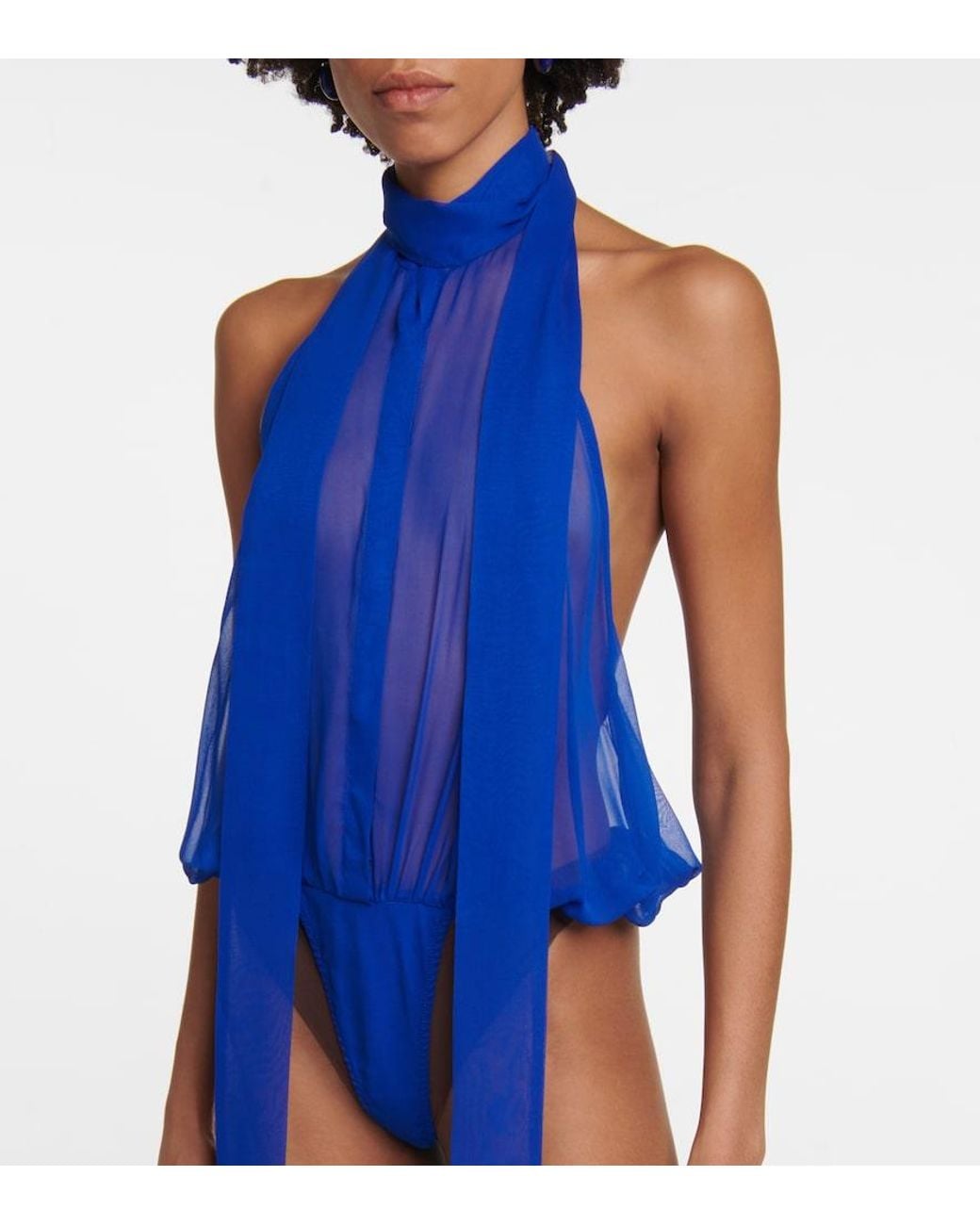 LAQUAN SMITH Blue Body Aus Seide