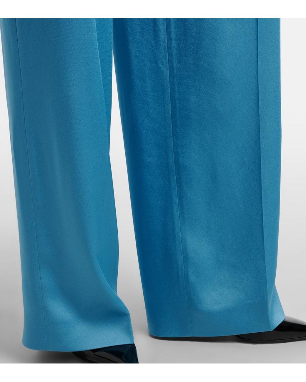 Stella McCartney Blue Satin Wide-Leg Pants
