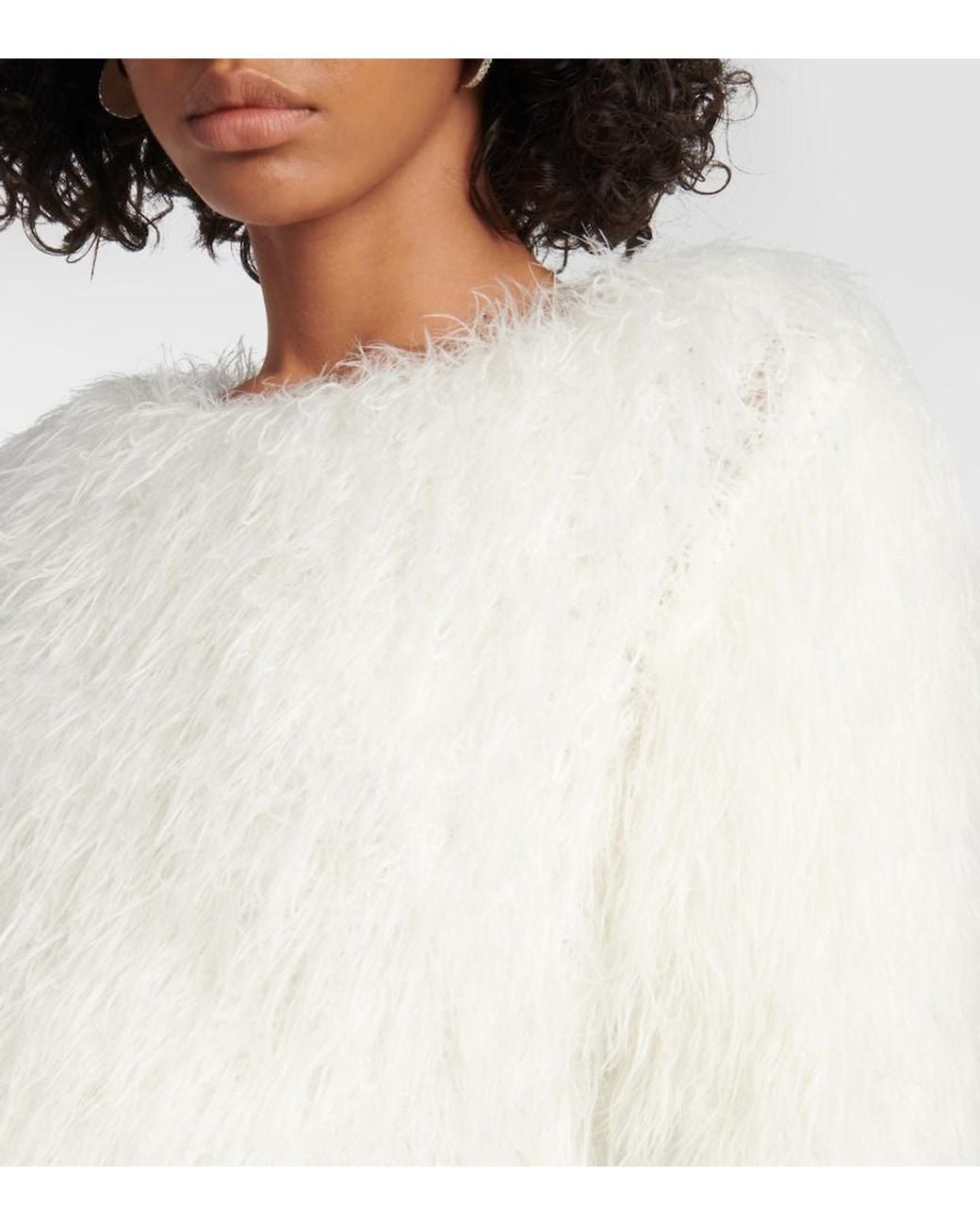 Coperni White Flauschiger Strickpullover