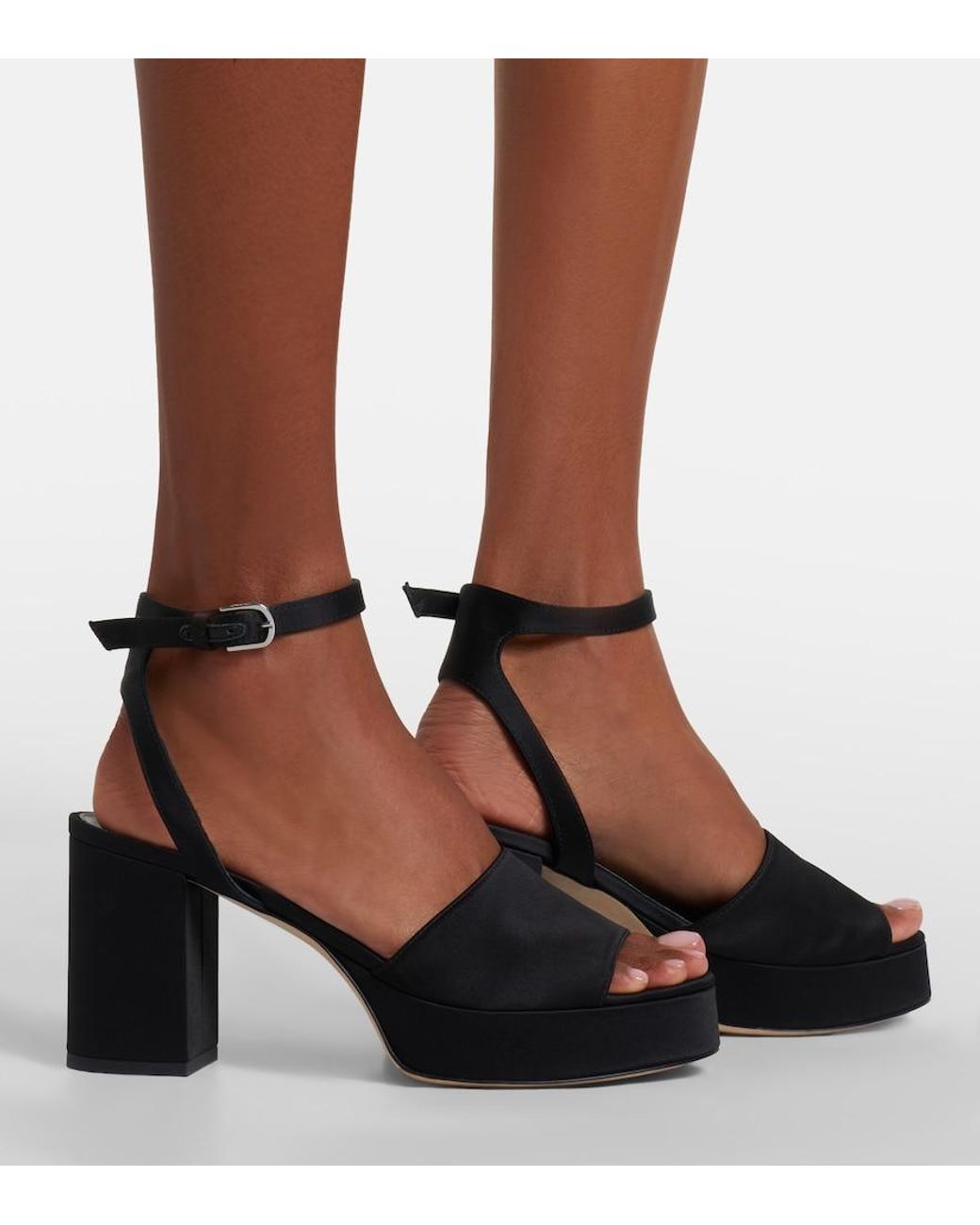 Totême Black Satin Platform Sandals